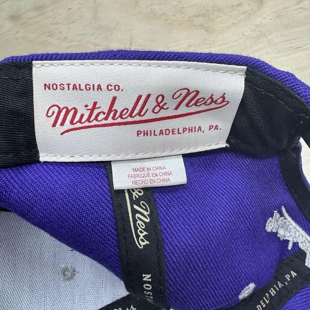 NEW DAMAGED Milwaukee Bucks Mitchell Ness HWC Snapback Purple Green OSFM
